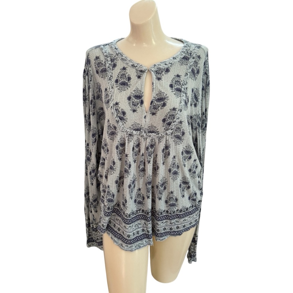 Lucky Brand Women’s Top Blue Floral Long Sleeves Size XS/TP
